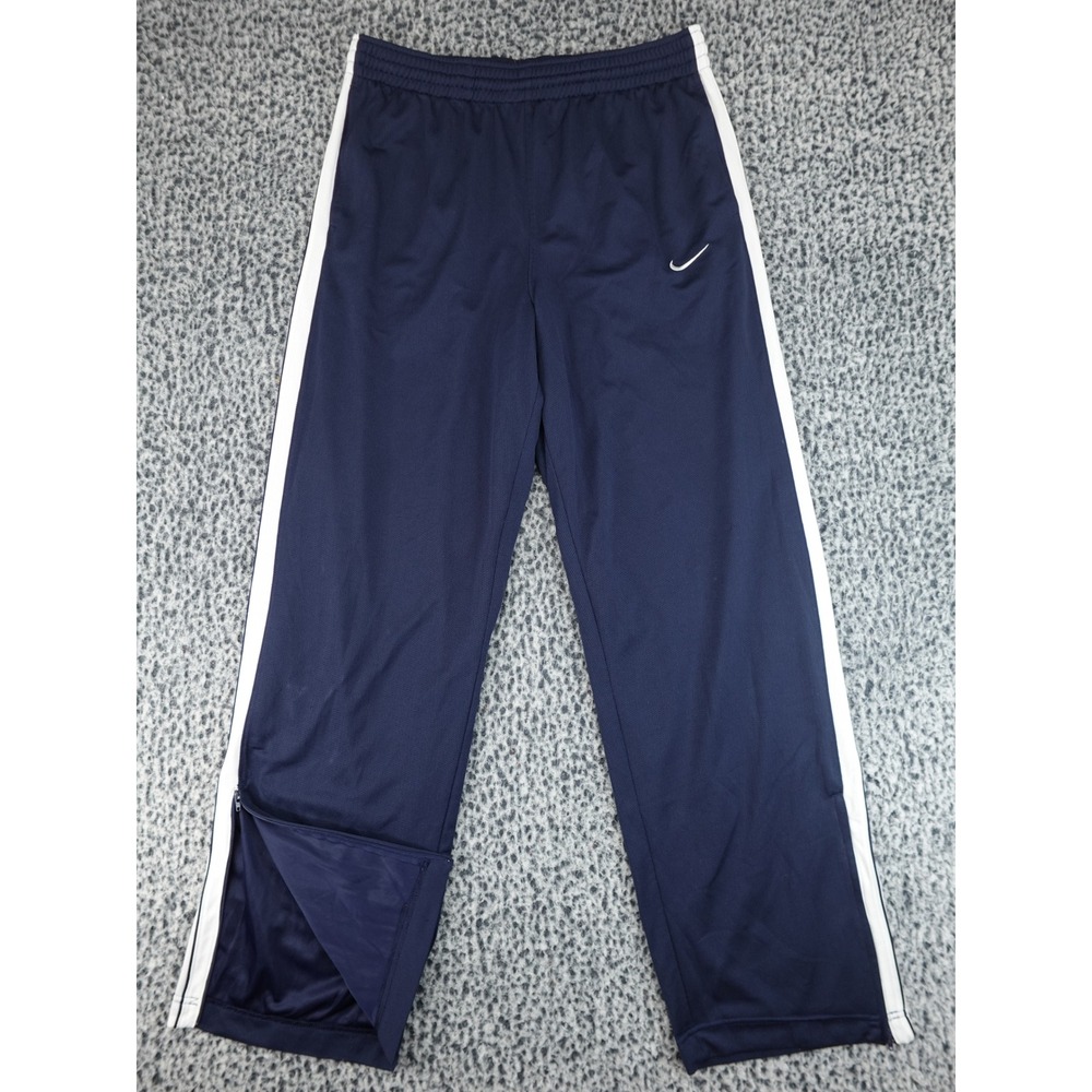 Nike Track Pants Mens L Navy Blue Dri-FIT Ankle Zip Side Stripe 273715-451